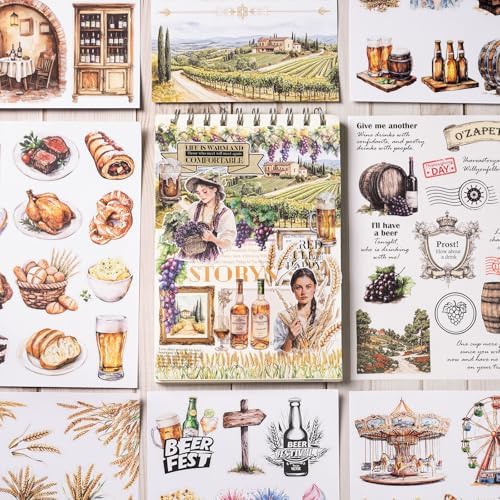 YagCu Bubble Feast Scrapbook Stickers, 20 Sheets Journaling Sticker, Junk Journal Supplies, Pre-Cut Aesthetic Scrapbooking for Adults, Decorative Ephemera Bullet Planner DIY Arts Craft Collage - Image 3