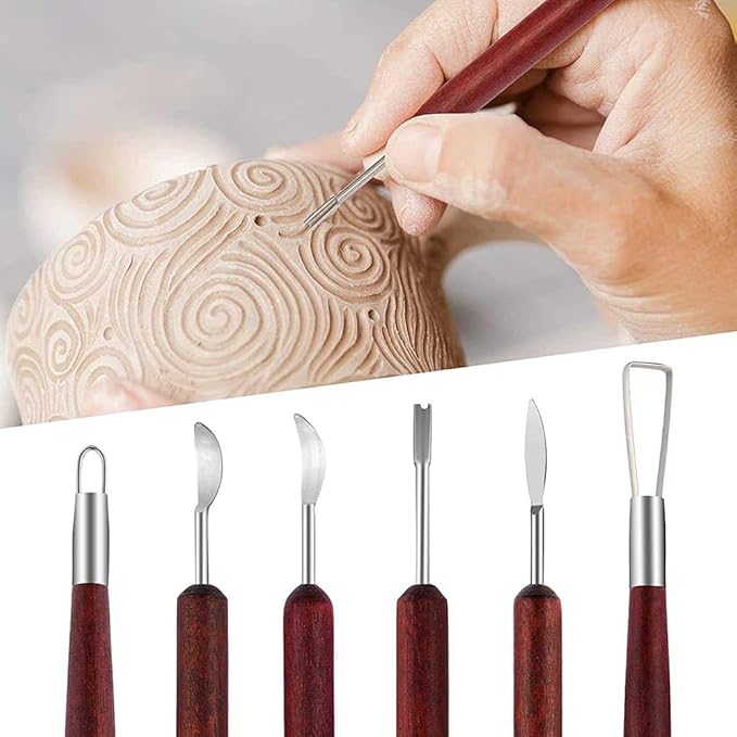 Clay Tools Sculpting for Polymer Air Dry Modeling Clay Beginners & Professionals Ideal for DIY Pottery & Ceramics Tools Double-Sided Polymer Carving Tools Kit 6pcs