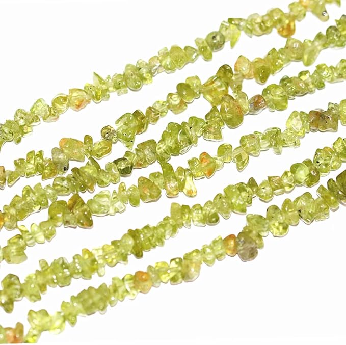 PLTbeads Gemstone Chips Natural Green Peridot Lazuli 3-5mm Healing Crystals Waist Bracelets Necklace Kit Irregular Stone DIY Crafts Design Jewelry Making Approxi 32 inch