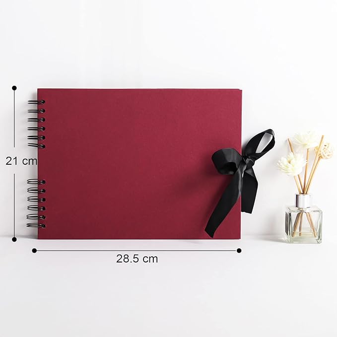 Vienrose Scrapbook Album 80 Pages, DIY Photo Album with Accessories, Red Kraft Paper Memory Book for Wedding, Birthday, Travel, Christmas, Mother’s Day, 11x8 Inches