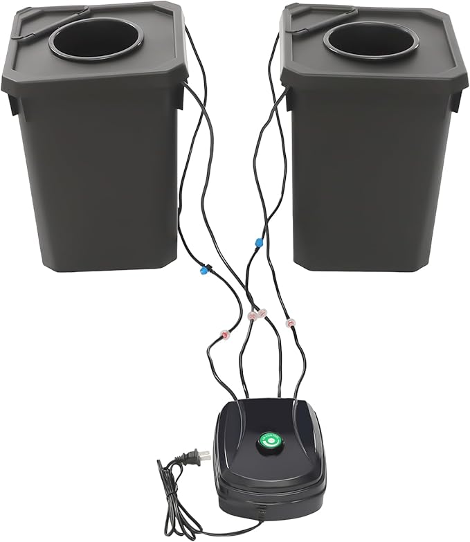 Hydroponics Growing System with Top Drip Kit, 5 Gallon Deep Water Culture Bucket System with 12W Air Pump, Recirculating Drip Garden System for Growing Plants Flowers Vegetables Fruits