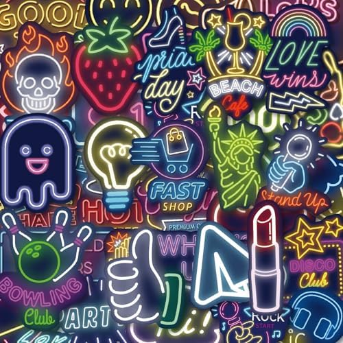 140 Pcs Neon Vinyl Stickers - Waterproof Cool Cute Aesthetic Stickers for Kids Teens Adults | Water Bottle Laptop Classroom Journaling Scrapbook Decor by JUNKJWBZ%7CPeelStickInspir