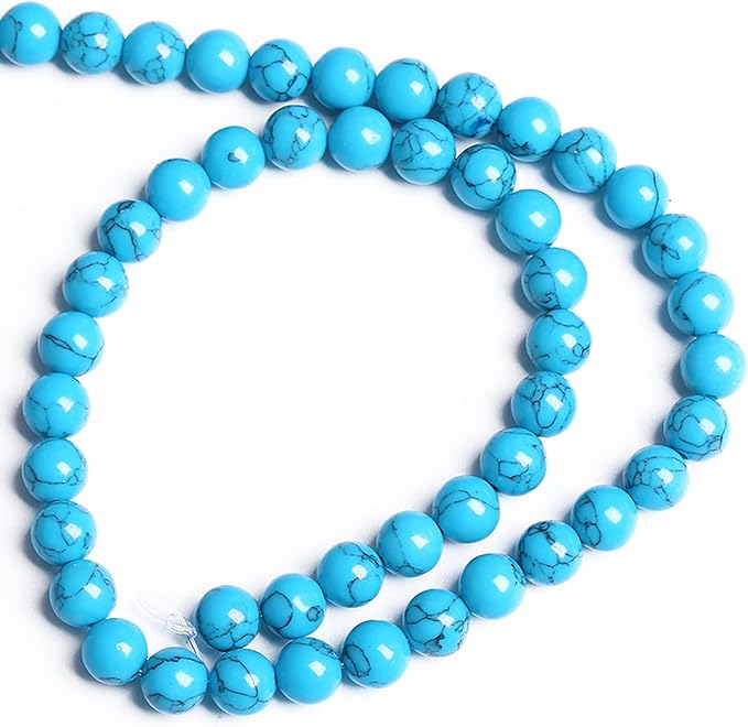 8MM 46PCS Blue Turquoise Spacer Loose Beads for Jewelry Making DIY Bracelet Necklace