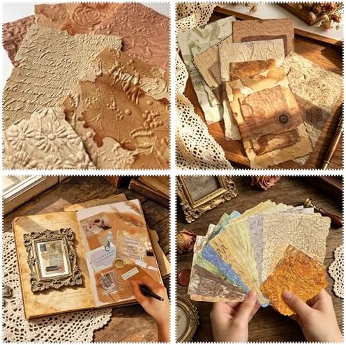 168Pcs Vintage Scrapbook Supplies Kit Textured Rice Paper for Junk Journal - Image 5