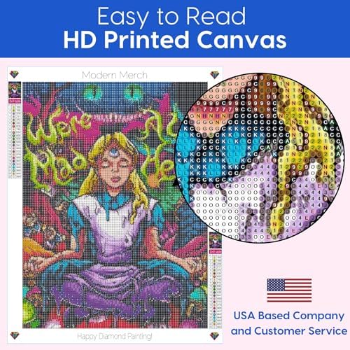 Alice in Wonderland Diamond Art Kit for Adults 'We're All Mad Here' 12x16 - Image 6