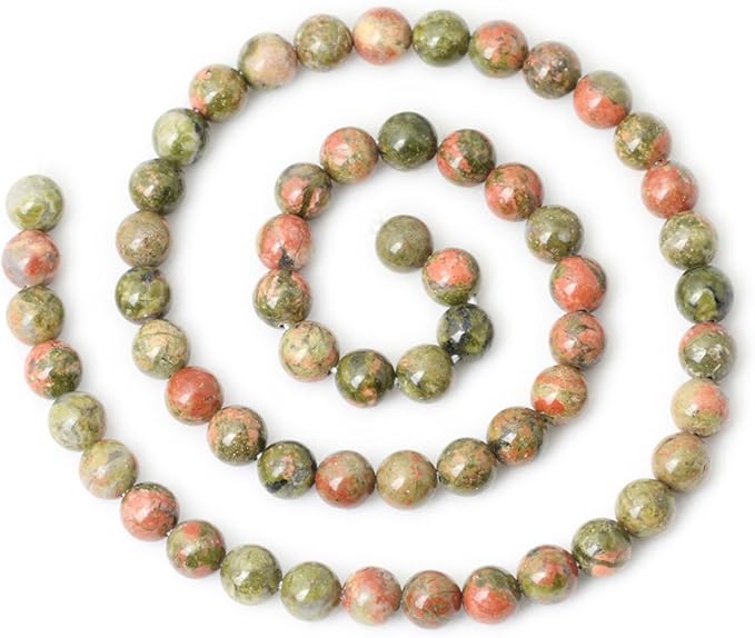 60PCS 6mm Natural Unakite Gemstone Round Loose Beads for Jewelry Making DIY Handmade 1 Strand 15"