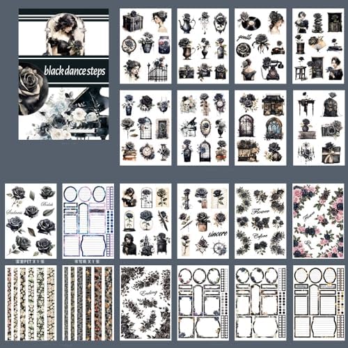 Alideco 20pcs Vintage Scrapbook Stickers Europe and The United States Figure Flowers Sticker Book for Adults Sticker journaling Stickers for Scrapbooking (heisewubu) by Alideco