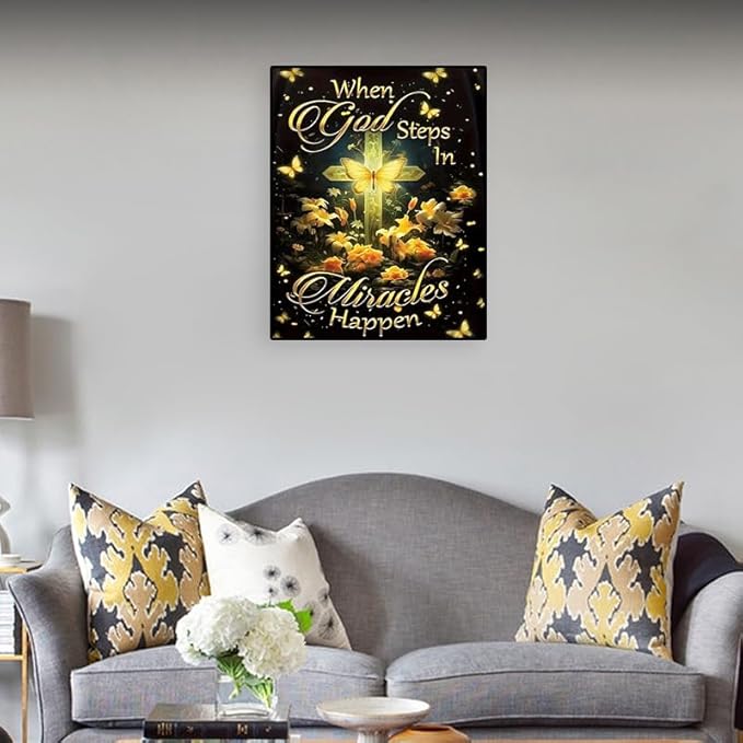 Christ Diamond Art Painting Kits for Adult Beginners - Butterfly Flowers 5D Full Drill Round Diamond Art Kits Diamond Dots Inspirational Paintings with Diamonds Picture Gem Art Rhinestones Crafts