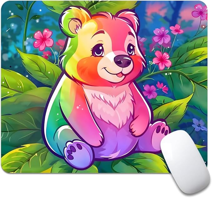 The Bear and The Flower Texture Mouse pad, Square Waterproof and Anti Slip Mouse pad for Office laptops