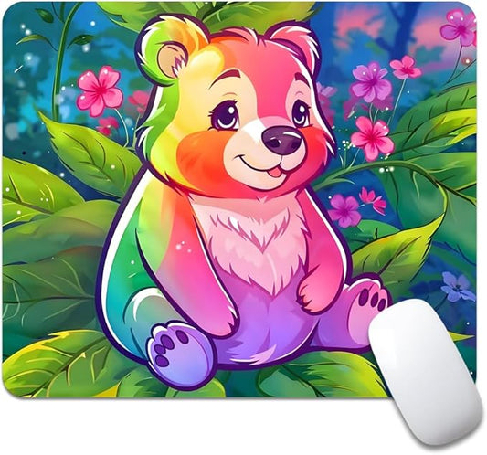 The Bear and The Flower Texture Mouse pad, Square Waterproof and Anti Slip Mouse pad for Office laptops