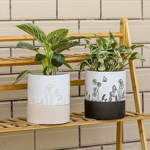 Nihow Self Watering Pots for Indoor Plants,6 Inch,White & Nature - Image 5
