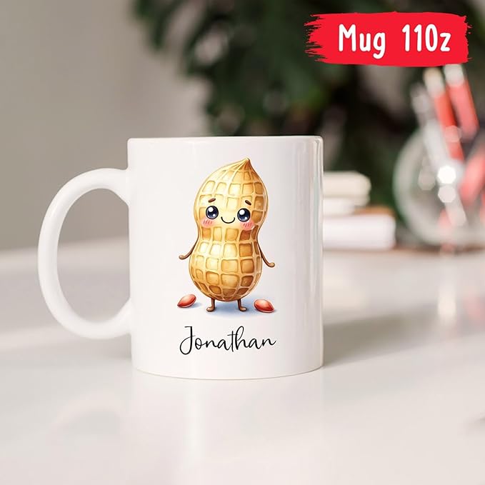 Personalized Name Peanut Coffee Mug, Peanut Lover Mugs, Custom Peanut White Ceramic Mug 11Oz 15Oz, Peanut Cup Gifts For Vegetable Lovers, Vegan Mug, Peanut Vegetarian Coffee Cup, Vegetable Tea Cup