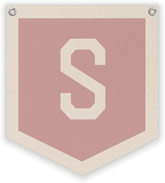 Lacama Pink Initial Personalized Preppy Banner, Baby Shower Decor Gifts, Wall Decor for Women Teen Girl, Vintage Room Decor Toddler Room Bedroom Playroom Front Door Birthday Gift(S)