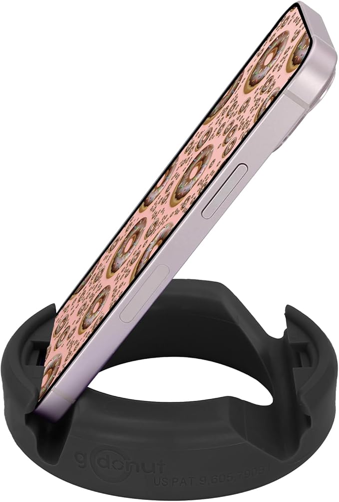 GoDonut – Phone Stand Original – Cell Phone Holder + Tablet Stand Desk Organizer – Compatible with Tablet, iPhone 17 16 15 14 Pro Max, Android & Most Smartphones - Black