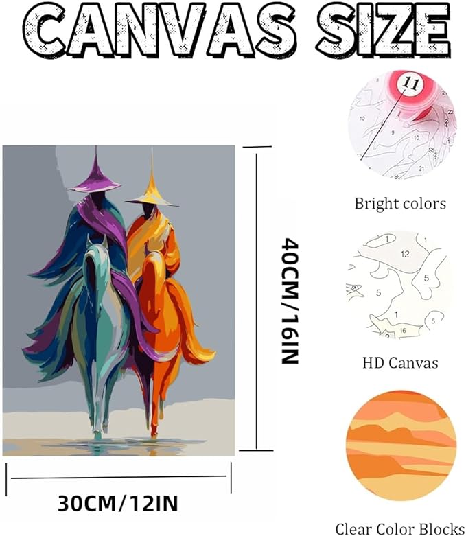 Mosaflare Paint by Numbers for Adults Beginner, Abstract Rider Adult Paint by Number Kits on Canvas, DIY Acrylic Oil Easy Painting by Numbers for Home Wall Decor 12X16 inch (Without Frame)