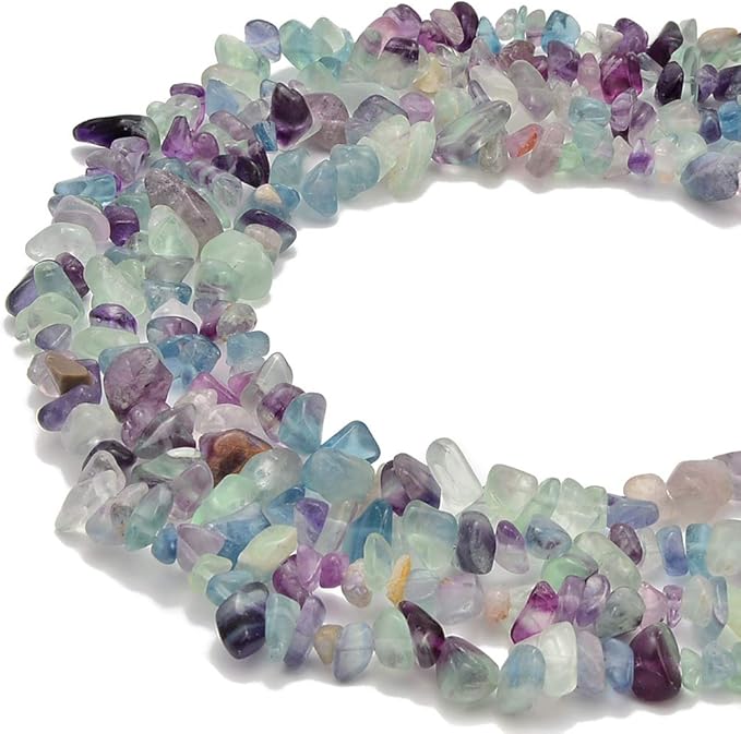 Gemstone Chips Natural Mutilcolor Fluorite 3-5mm Healing Crystals Waist Bracelets Necklace Kit Irregular Stone DIY Crafts Design Jewelry Making Approxi 32 inch