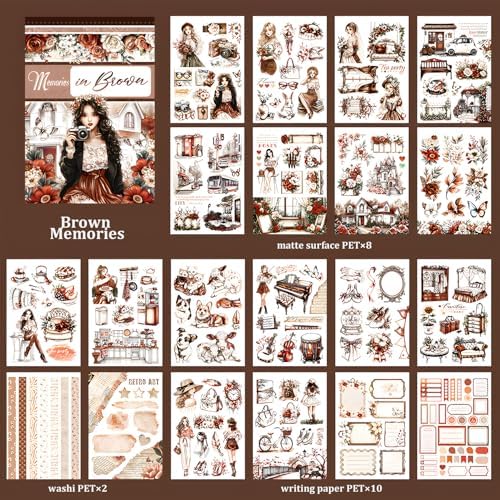 Snycler Romantic Memory Theme Sticker Scrapbooking Supplies for Junk Journal, 20 Sheets PET Stickers - Vintage Journaling Stickers, Ephemera Sticker Book Pre Cut, Junk Journal Supplies, Planner - Image 6