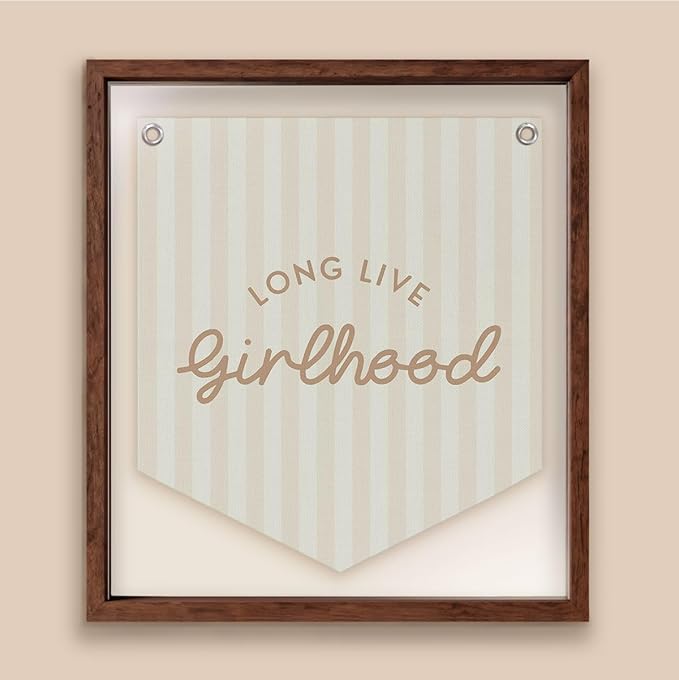 Lacama Long Live Girlhood Banner, Girls Room Decor, Girls Nursery Decor, Hanging Flag Retro Pink Banner for Nursery Playroom Wall Decor for Kids Bedroom Dorm Toddler Decorations