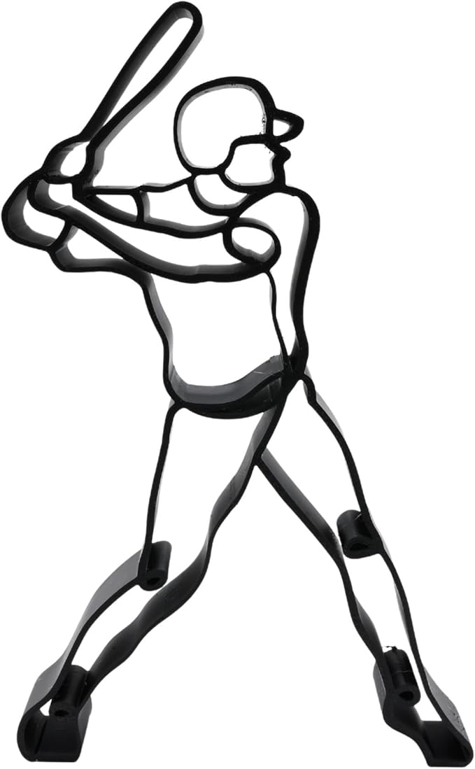 Nexus Box Baseball Sculpture – Minimalist Decorative Accent for Baseball Fans & Modern Home Decor | Collectible Sports Art Design (Baseball Batting Stance Matte Black)