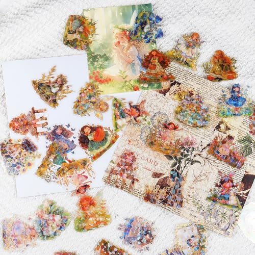 60Pcs Kawaii Girls Stickers for Journaling - Cute Sweet Cartoon Transparent Collage Scrapbooking Supplies Sticker Decal for Junk Journal Cards DIY Arts Crafts - Image 6