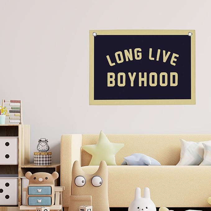 Vintage Long Live Boyhood Boys Room Playroom Wall Decor Vintage Sports Decor for Nursery Playroom Kids Bedroom Dorm Toddler Decorations 22x28 Inch