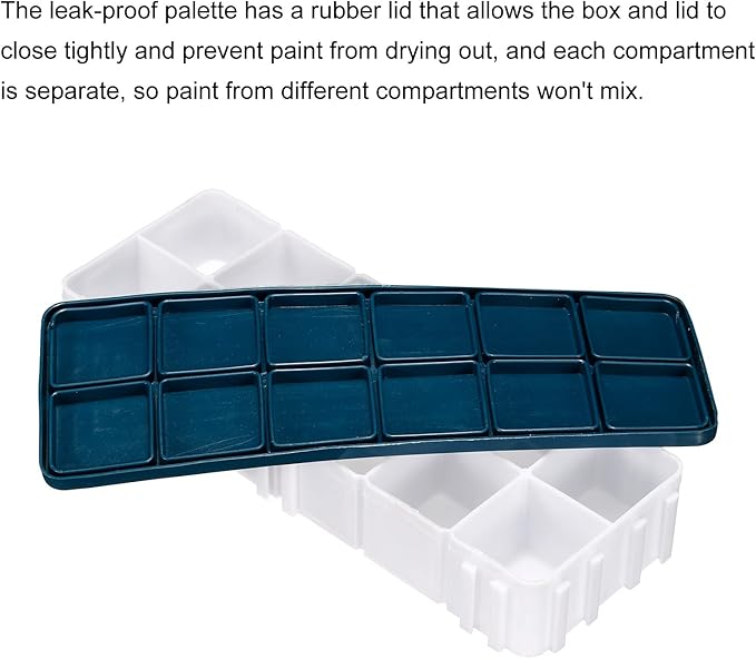 PATIKIL 12 Compartments Paint Palette, Plastic Painting Tray Deep Saver Box Detachable with Soft Cover Art Supplies Storage Organizer for Watercolor Gouache Oil Paint Art