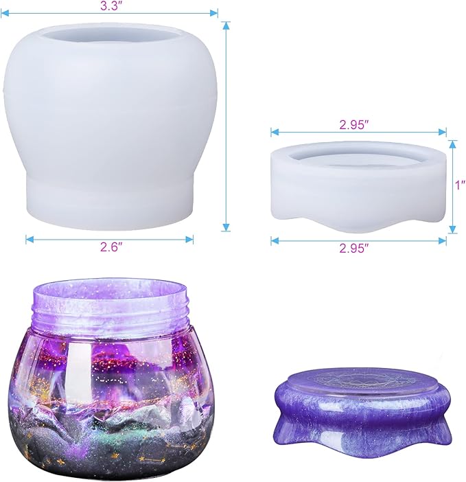 LET'S RESIN Pudding Jar Resin Molds with Lid, Epoxy Molds Silicone for Storage Bottle,Candle Holder,Candy Container, Epoxy Casting Craft,Flower Pot, Gifts