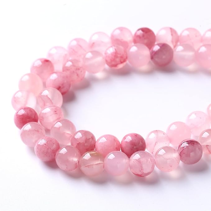 60pcs 6mm Natural Rose Pink Persian Jade Gemstone Round Loose Spacer Beads for Jewelry Making Healing Energy Stone Beads DIY Bracelets Necklaces 15"