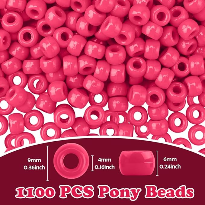 QPIXVB 1100PCS Pony Beads,Beads for Jewelry Making Bracelets Making Friendship Bracelet Hair Beads Kit for Crafts Cute Bulk Pony Beads for Keychain Necklace Making