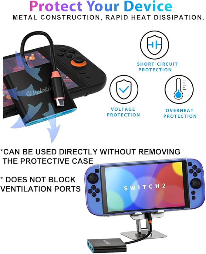 Switch 2 Dock+ Stand kit for Nintendo Switch 2 Portable Dock+HDMI 2.1/PD/USB A 3.2 Interface,Compatible with MASC/Laptops(Requires Manual firmware Update for NS2'S 21 Version)