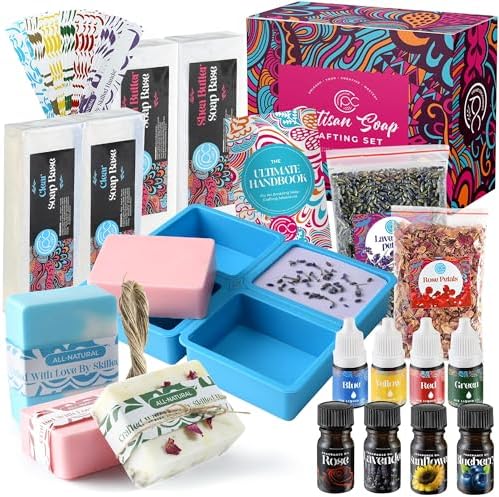 Soap Making Kit - Soap Making Supplies melt and Pour - DIY Set for Adults and Kids, Includes soap Base, Silicone molds, fragrances, Rose and Lavender Petals, by Prime Creations by Prime+Creations