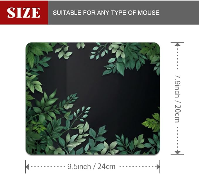 Cute Leaves Pattern Floral Texture Mouse pad, Square Waterproof and Anti Slip Mouse pad for Office laptops