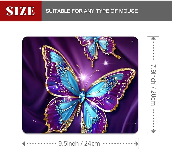 Dark Butterfly Texture Mouse pad, Square Waterproof and Anti Slip Mouse pad for Office laptops