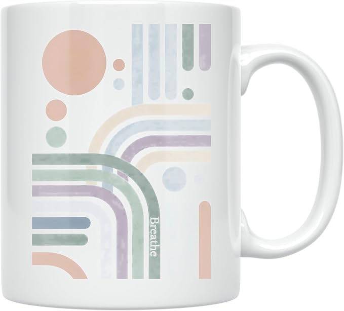 Calm Pastel Shapes - Design Lovers - 11 oz White Ceramic Coffee Mug - Minimalist Aesthetic