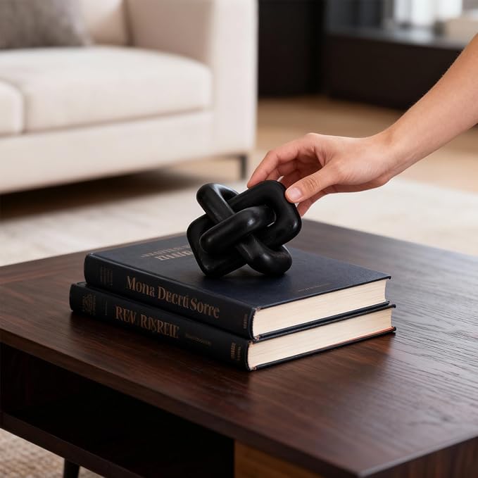 oliruim Wooden Knot Decoration Bohemian Decoration Hand-Carved Knot Black Coffee Table Decoration Suitable for Modern Home Bedroom Living Room Farmhouse Dining Table Minimalist Decoration (Black)