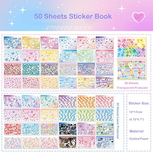Doraking 50 Sheets Laser Sticker Book for Arts Craft Scrapbook - Image 3