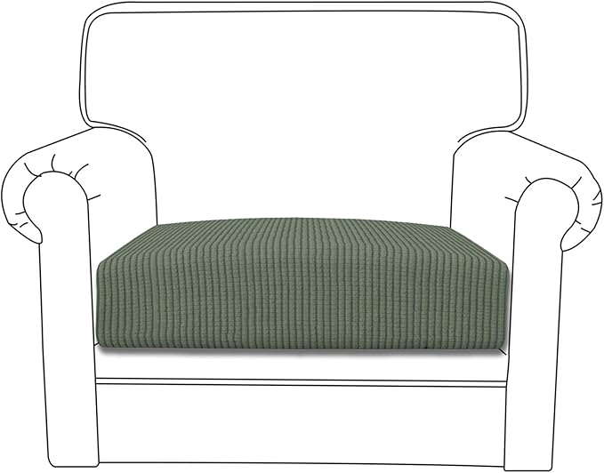 Easy-Going Stretch Cushion Cover Sofa Cushion Furniture Protector Sofa Seat Sofa slipcover Sofa Cover Soft Flexibility with Elastic Bottom(Chiar Cushion,Greyish Green)