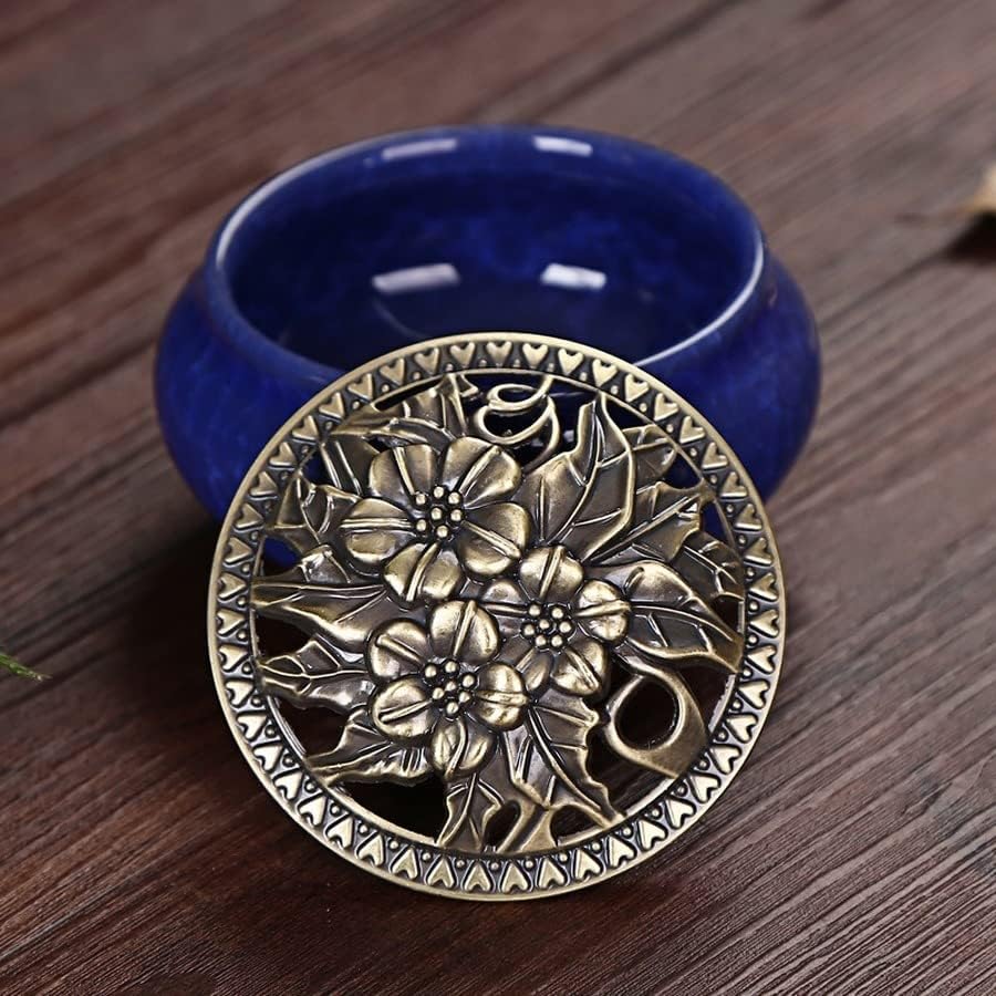 Ceramic Incense Burner, Coil Cone Stick Incense Burner Holder, Home Ornaments Incense Seat, Disc Censer Zen Decor (Fambe Blue) - Image 5