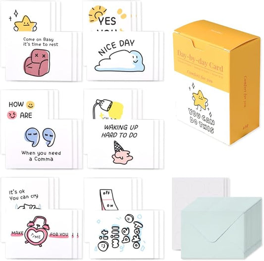 Monolike Day-by-day Card, Comfort for you - Mix 36 Mini Single cards, 36 envelopes, 36 stickers Package