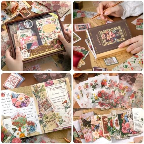 Scrapbook Supplies Kit, Cottagecore Aesthetic Junk Journal Scrapbook Kit - Image 4