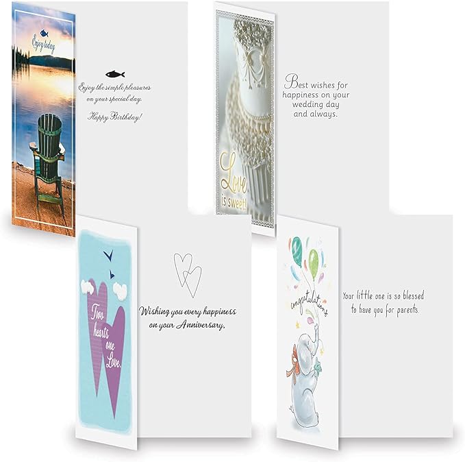 Current Modern Messages All Occasion Value Pack With Seals-40 Cards & Envelopes, Celebration, Get Well, Sympathy, Birthday, Holiday, & Thinking of You Variety, Large 5" x 7" Assortment, 20 Design Set