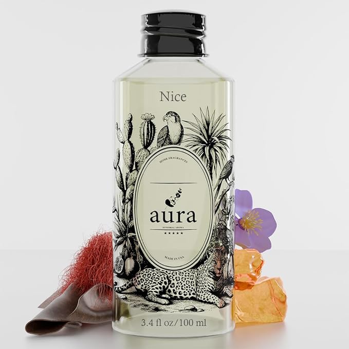 A U R A - Nice Fragrance Oil for Waterless Scent Diffuser - Inspired by by.redo-Black Saffron | (3.4 fl oz, 100 ml) Pure Essential Oil Blends for Aromatherapy Diffuser & Hotel Collection Oil Diffuser