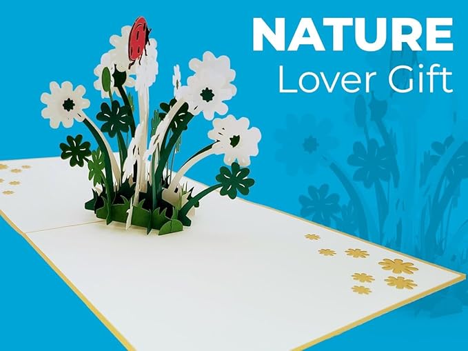 iGifts And Cards Ladybug Flower 3D Pop-Up Card – Blooming Floral Keepsake for Birthday, Mother’s Day, Thank You, Friendship, Sympathy – Nature Lovers, Mom, Wife, Bee Keeper – 6 x 6