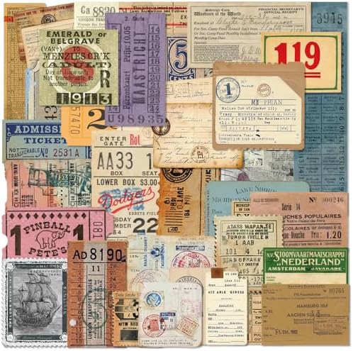 PRSTINCOL 100Pcs Vintage Sticker Pack - Scrapbooking Supplies & Junk Journal Accessories - Aesthetic Stickers for Water Bottles, Craft Kits, Bullet Journals - Retro Design by PRSTINCOL