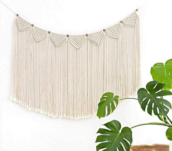 Mkono Large Macrame Wall Hanging Boho Tapestry Woven Bohemian Above Bed Wall Decor Wedding Christmas Backdrop Decoration for Bedroom Living Room Nursery Dorm Apartment, Idea Gift, 47" L X 28" W