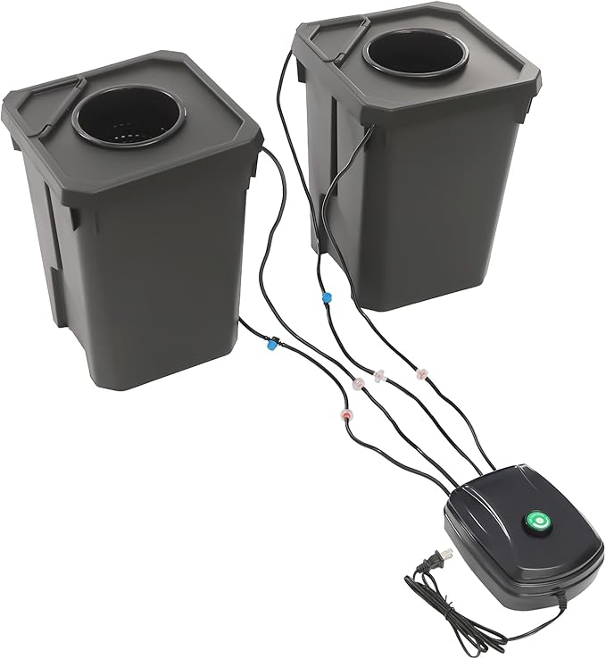 Hydroponics Growing System with Top Drip Kit, 5 Gallon Deep Water Culture Bucket System with 12W Air Pump, Recirculating Drip Garden System for Growing Plants Flowers Vegetables Fruits