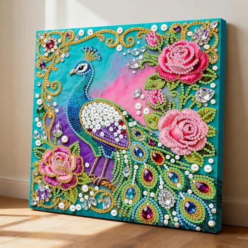 LQCrafK DIY 3D Pearl Art Painting Handcraft Kit for Adults Beginners, Home Wall Decoration, Creative Design Framed Painting with Tools-Peafowl - Image 5