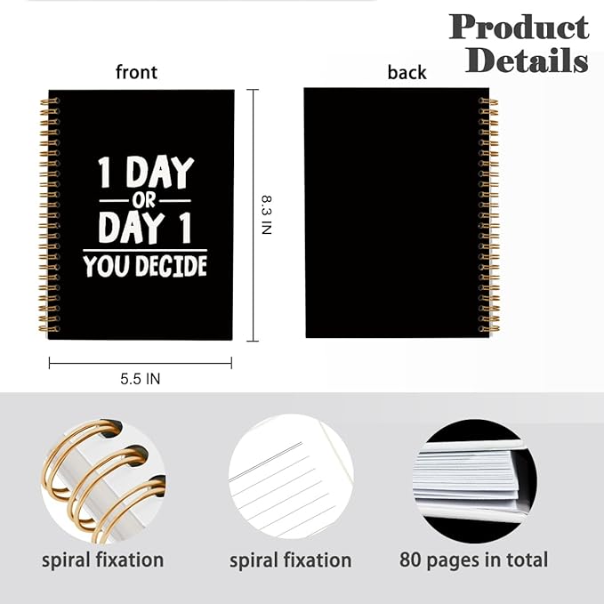 Motivational Black Women Notebook Journal, One Day Or Day One You Decide Inspirational Notebooks, Motivational Gifts Journal for Women Men, Office Desk Supplies, Notebook for Need To Remember 5.5x8.3