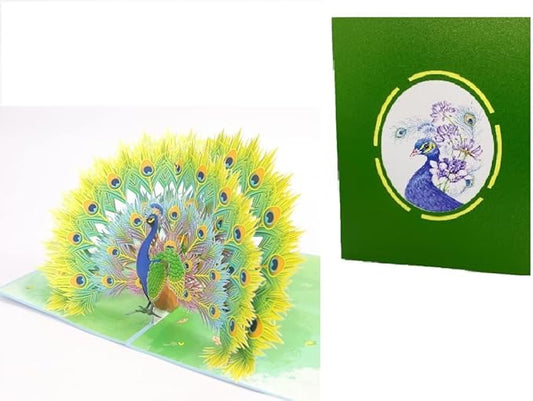 Elegant 3D Peacock Pop-Up Greeting Card – Handmade Artistic Card with Stunning Pop-Out Design – Perfect for Birthdays, Anniversaries, Weddings & Special Occasions, A20