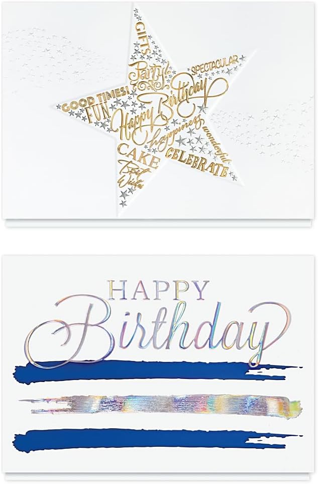 The Gallery Collection - Birthday Cards Assortment Box (35 Cards), Foil & Embossing (Birthday Formal)